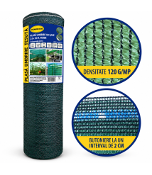 Plasa umbrire 120 g/mp, 2 x 50 m, verde